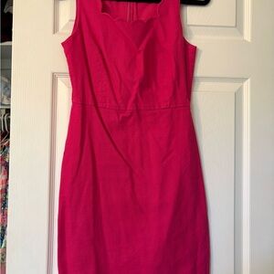 J. Crew Factory Scalloped Neck Pink Midi Sheath Dress